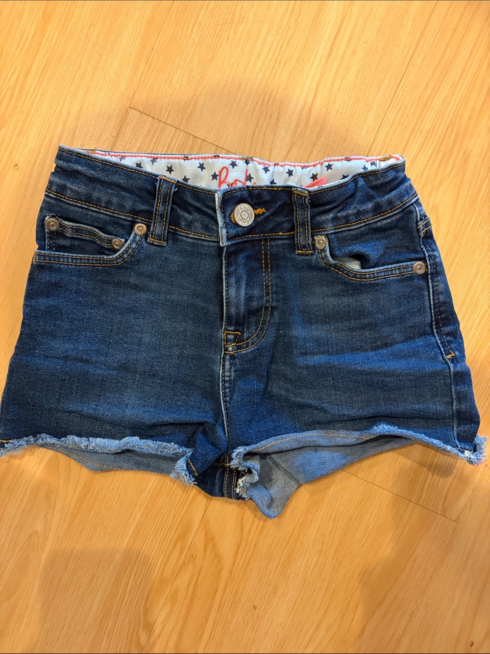 Boden Dark Blue Denim Frayed Hem Shorts Girls 9y